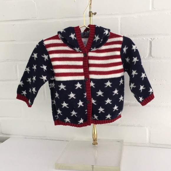 All-American Bicentennial Hooded Cardigan Baby Sweater Size 3-6 Months - Picture 2 of 5